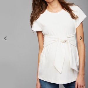 Tie Front Textured Maternity Top